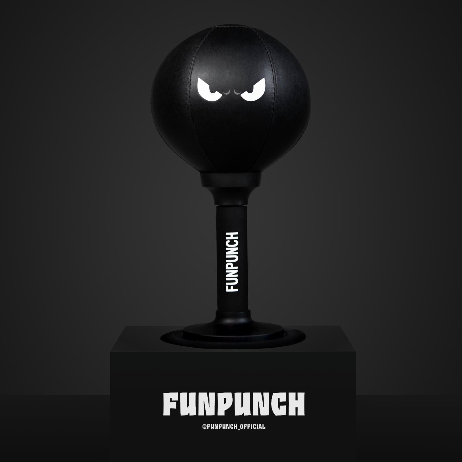 photo of the FunPunch desktop punching bag placed on top of its delivery box
